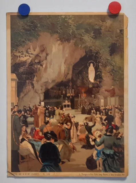 LOUIS CARRIER-BELLEUSE 1848-1913 Grotte Lourdes Öldruck um 1870 Paris ...