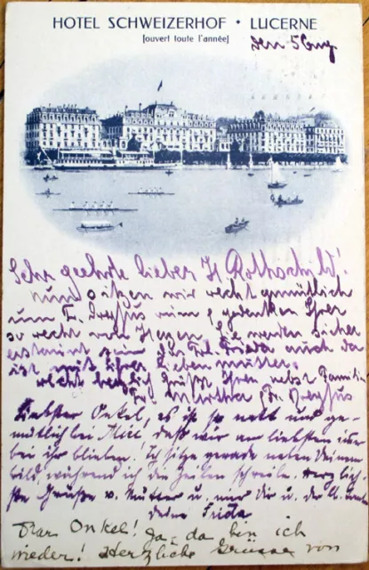 1925 Switzerland Postcard: Hotel Schweizerhof - Lucerne