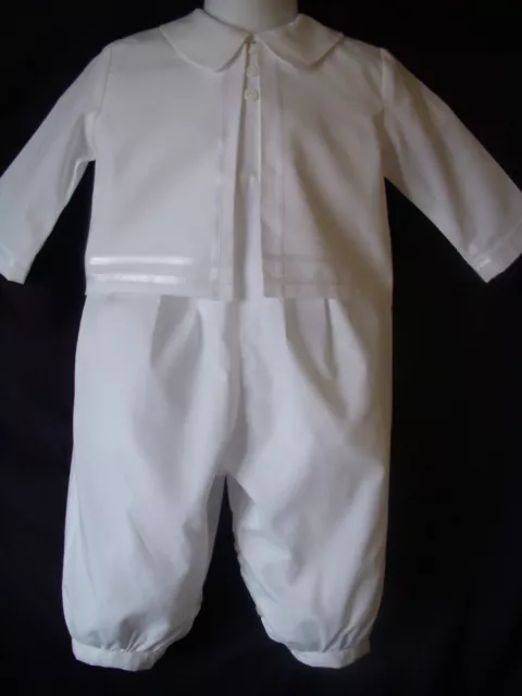 Baby Boy Wedding 3-Piece Set Romper Christening Gown Baptism Outfit Sz. 3-18M