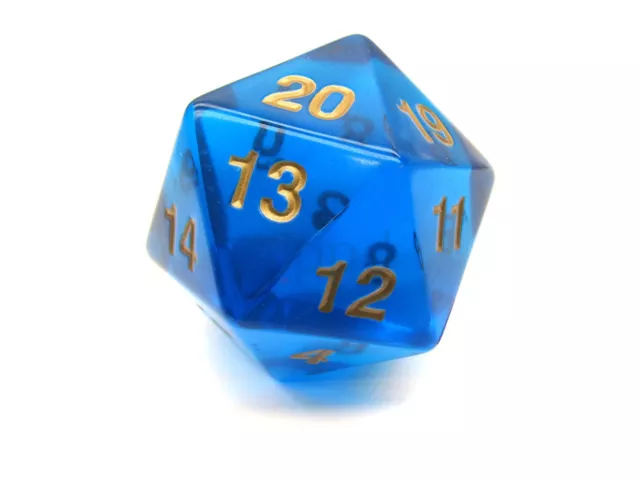 Koplow Games Jumbo Dice Transparent Sapphire/Gold 55mm Countdown D20 (US IMPORT)