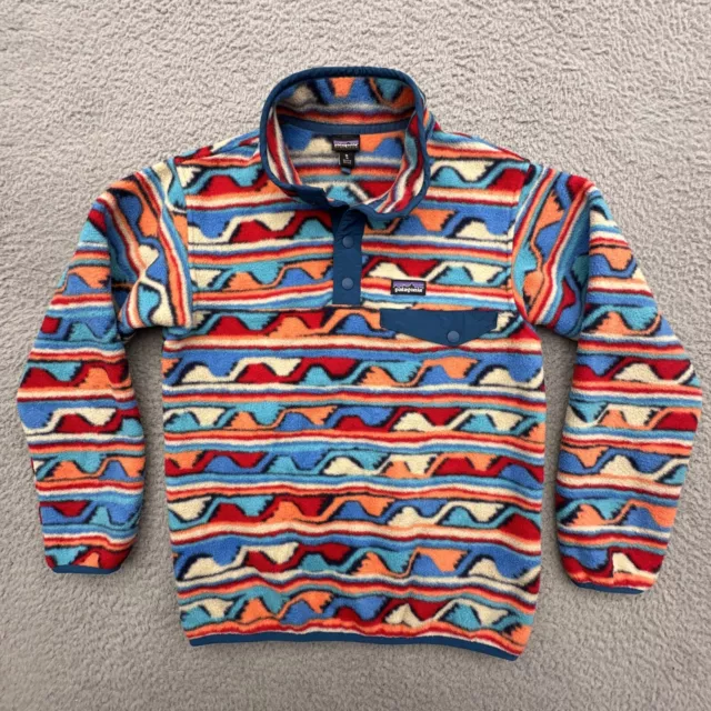 Vintage Patagonia Kids Medium 10 Synchilla T Snap Fleece Aztec Multicolor EUC