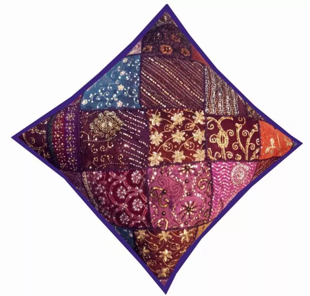 30" Antique Indian Sari Beaded Moti Home Décor Throw Floor Cushion Pillow Cover