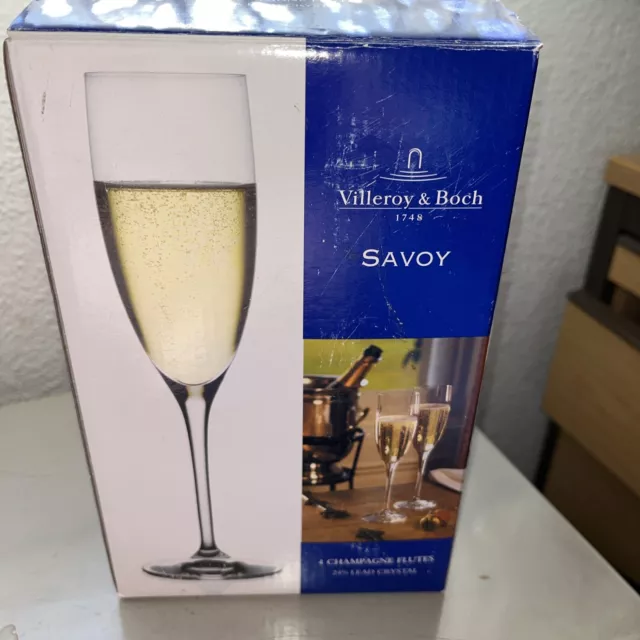 Villeroy & Boch Savoy Gläser Champagner Sektkelch 4er Set Bleikristall 24 %