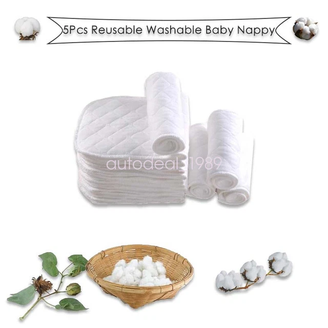 Lot Insert 3/6 Layer Baby Diapers Cotton Cloth Reusable Washable Baby Nappy 5Pcs