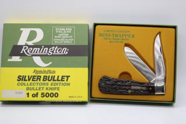 Remington Umc R1178Sb Mini Trapper Knife Silver Bullet - Jigged Bone - In Box