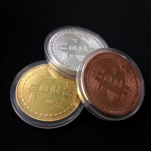 Bitcoin Commemorative Round Collectors BTC Gold Sivler Copper Physical Coin