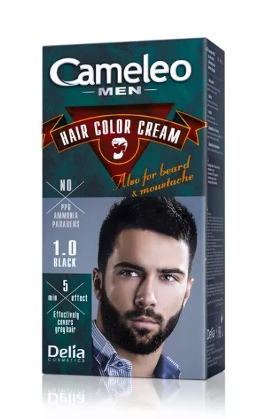 Delia Cameleo Bartfarbe Haarfarbe für Männer Schwarz Haarfarbe Amoniakfrei 30ml