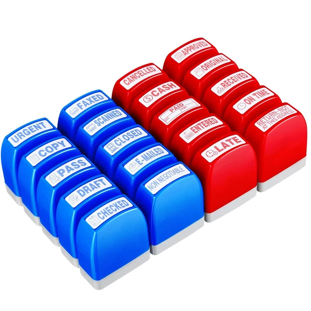 Self Inking Rubber Stamp Set - 20 Pcs Copy Paid Office Stamps