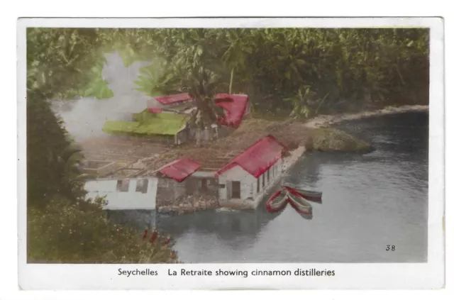 SEYCHELLES - LA RETRAITE SHOWING CINNAMON DISTILLERIES  Real Photo Postcard