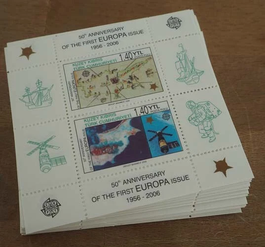 2006 Türkisch Zypern; 500 Blocks gezähnt Europa, postfrisch/MNH, ME 3000,-
