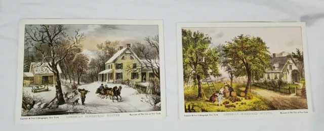 CURRIER & IVES American Homestead AUTUMN WINTER LITHOGRAPH