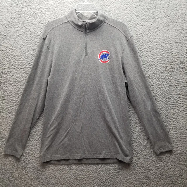 Chicago Cubs Mens Shirt Large Gray 1/4 Zip Long Sleeve Pullover Under Armour
