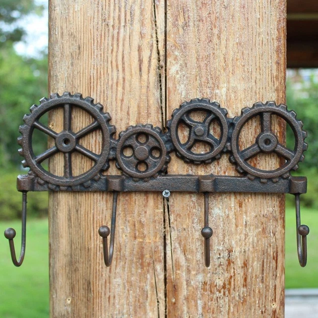 Retro Wheels Cast Iron Hooks Wall Mounted In Big Small Size With Four Hangers