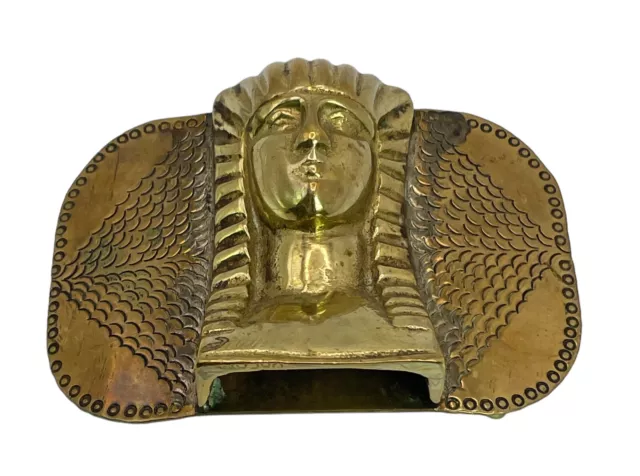 1960's Vintage Egyptian Pharaoh Brass Metal  4" L Belt Buckle Made Japan