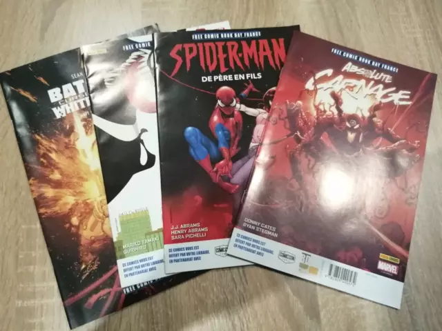 Lot de 4 comics Marvel et DC FCBD France 2020 Spider-Man/Carnage Venom Batman