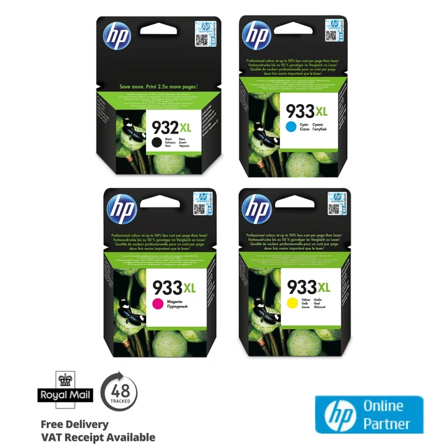 GENUINE HP 932XL / 933XL CMYK Ink Cartridges For HP Officejet 7510 7610