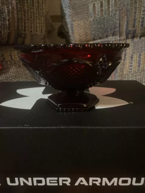 Footed Candy Dish, AVON 1876 Cape Cod Collection, Cranberry Glass, 1987