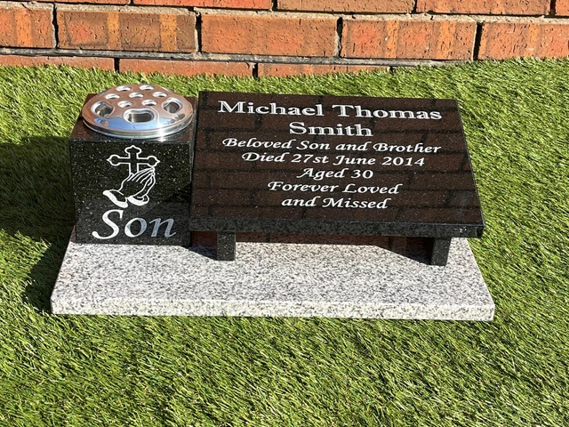 Memorial Stone Heart Plaques Grave Ornaments - Personalised Grave Decoration White & Silver Plaques With Feather- Outdoor Memorial Plaques 15 X 15cm (Mum & Dad