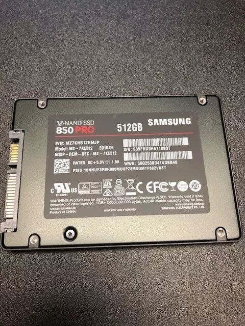 512GB Samsung 850 Pro  MZ7KN512HMJP 2.5" SSD SATA Hard Drive