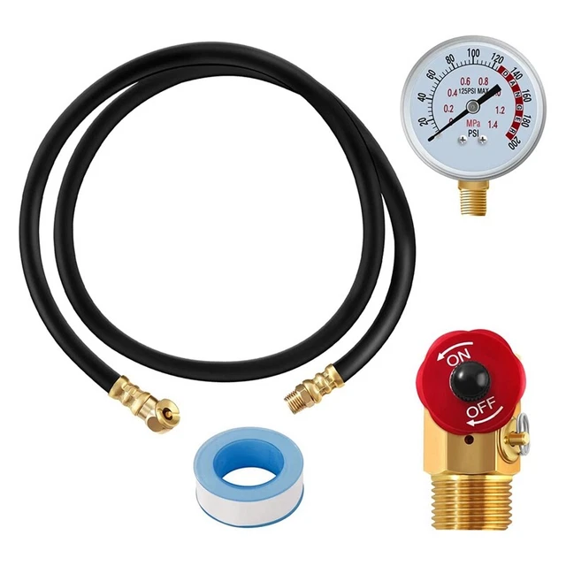 Kit Valvola Serbatoio Aria con Manometro, Fornito con Manometro 2 Pollici N N4R2