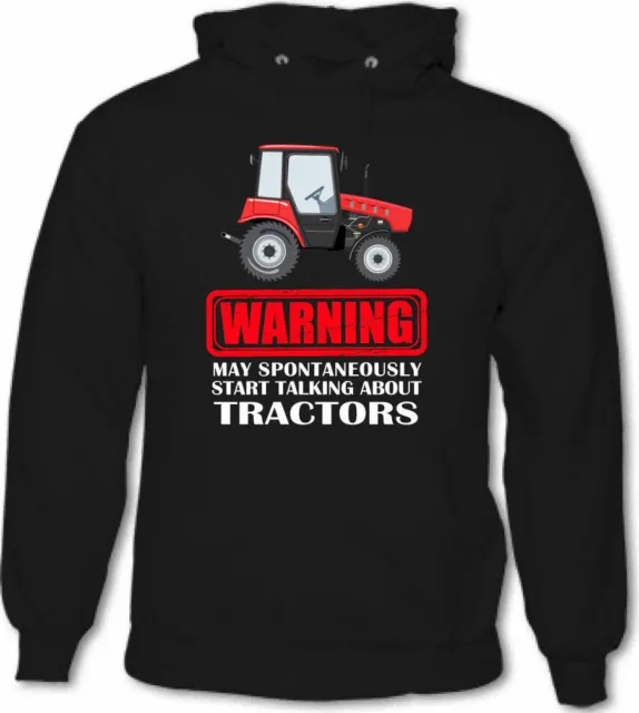 Warning May Spontaneously Start Talking About Tractors Mens Funny Farmer Hoodie
