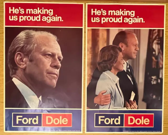 1976 Gerald & Betty Ford Proud Again Election President Campaign Posters 25 X 15