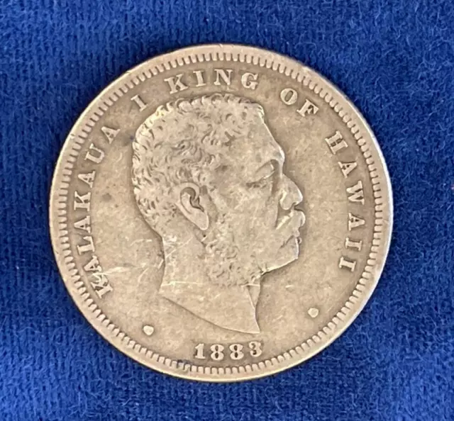 1883 Kingdom of Hawaii Silver Half Dollar Fine Details Free Ship