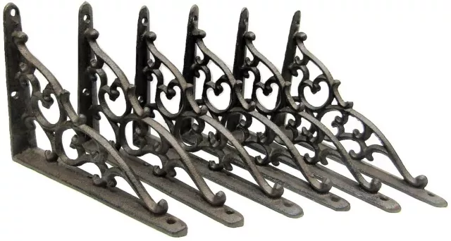 Shelf Brackets Braces Cast Iron Small 5.25" x 7" Rustic Antq-Style Lot Set of 6