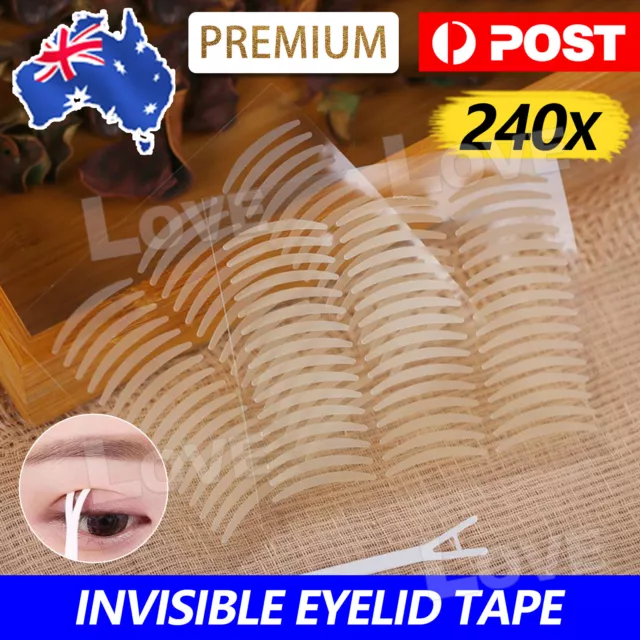 Eyelid Tape Stickers 240Pcs Natural Invisible- Adhesive Eye Lift Strips Tool AU