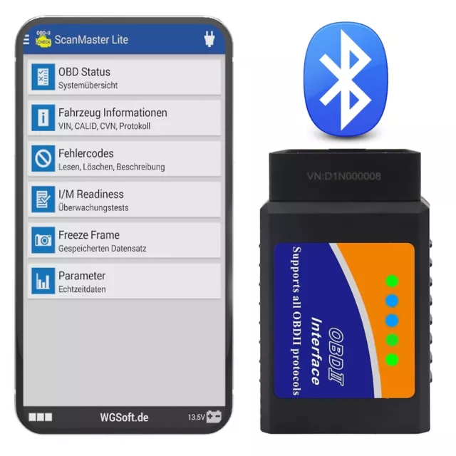 BT Diagnose OBD2 KFZ Fehler Lesen /Lösch Scan Marken-Gerät 327 Interface CanBus