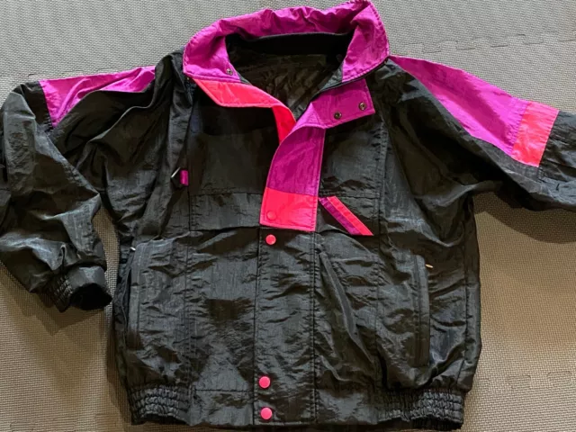 Sunbuster Vtg 80S 90S Glacier Windbreaker Jacket Black Purple Pink Women’s Sz M