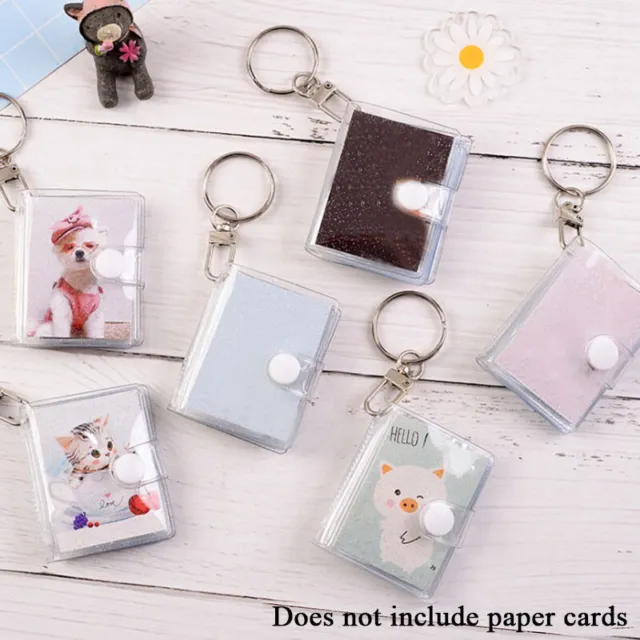 16 Photos Mini Photo Album Keychain Photo Holder Photo Card Bag Jelly Color INS