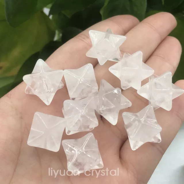 A+Natural Clear Quartz Mini Merkaba Star Sacred Geometry Chakra Crystal 5pc