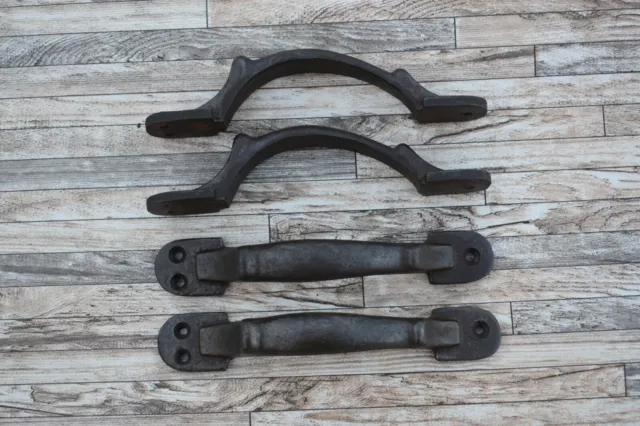 Vtg Cast Iron Drawer Cupboard Door Pulls Handles Rustic Tools Farm Barn Deco 4pc