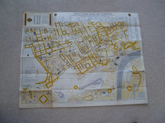 Vintage Map - Aa - London West End & Route Map - Circa 1950'S? - Paper