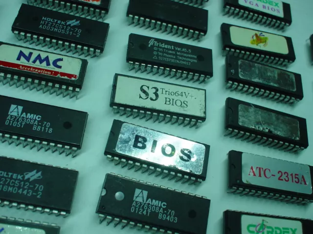 90 Pcs BIOS  IC Chips DIP Motherboard VGA VINTAGE High Grade Scrap Gold Recovery