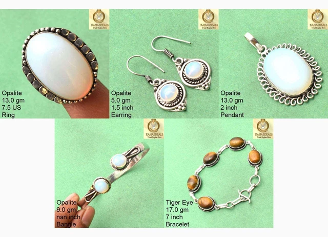 Opalite Ring Earring Pendant Bangle Bracelet 5pc Bulk Jewelry Lot CMB-46801_5