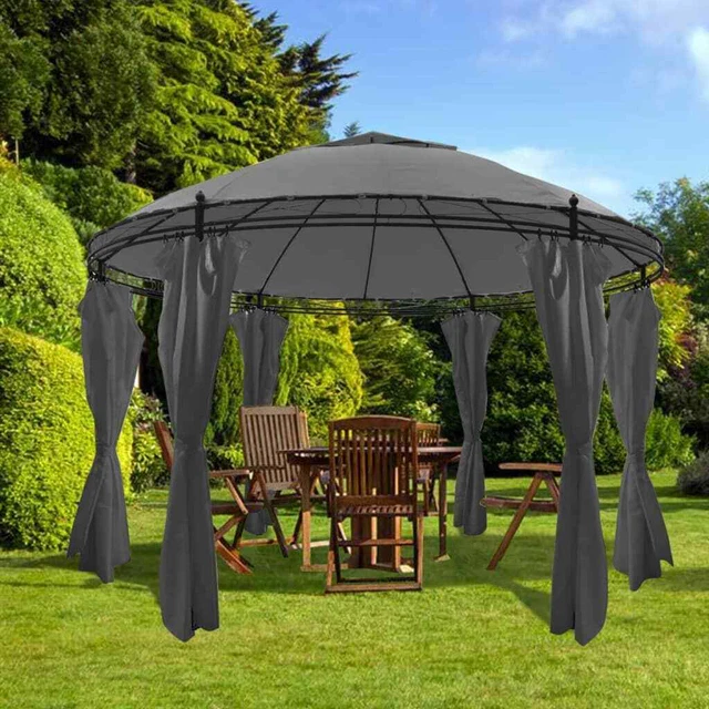 Pavillon Partyzelt Gartenzelt Gartenpavillon Zelt Rund 3,5x2,7m Anthrazit # P2U8
