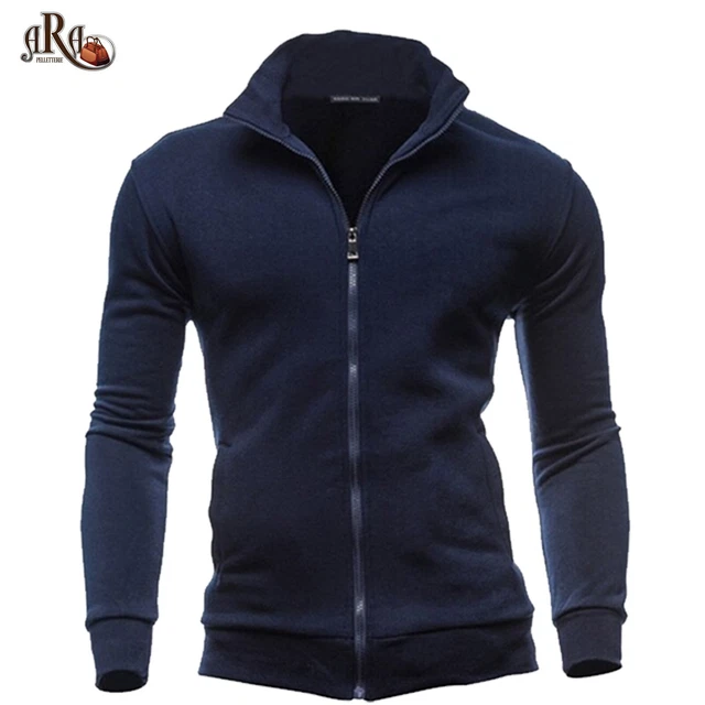 Felpa Uomo Invernale Senza Cappuccio Maglione Sportivo Maglia con Tasche e Zip 4