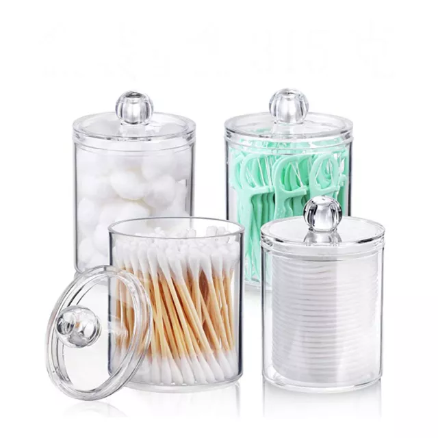 Clear Acrylic Cotton Pad Ear Bud Swab Dispenser Holder Storage Jar Organisr Box