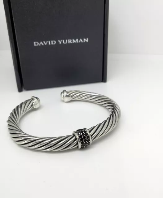 DAVID YURMAN STERLING Silver 7mm Cable Classic With Diamond Single ...