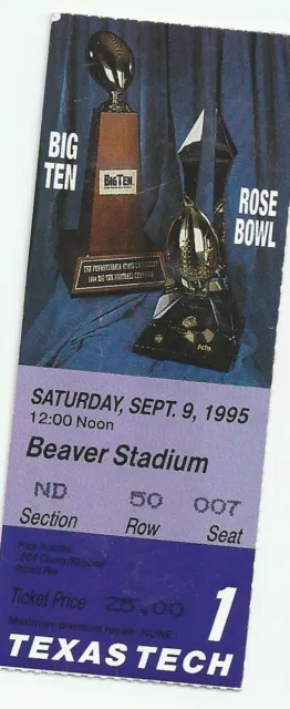 1995 Texas Tech at Penn State original college football ticket stub