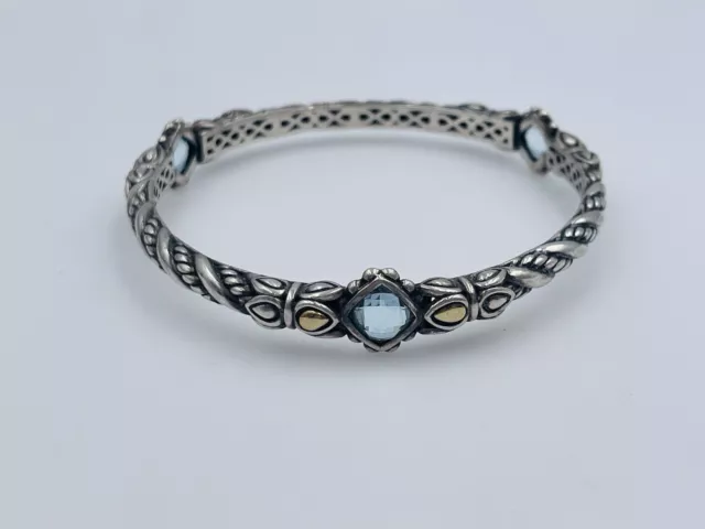 Jai John Hardy Argent Sterling & 14k Or Topaze Bleu Bracelet