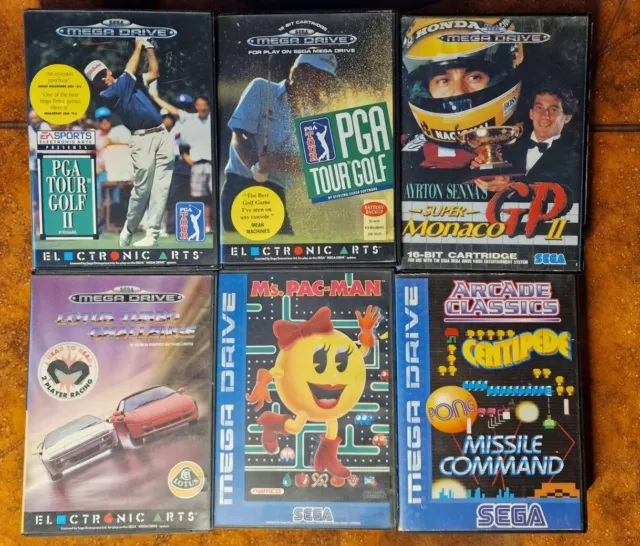 Mega Drive Games Bundle. Ms PAC-MAN,   Arcade Classics, Racing Games, and Golf.
