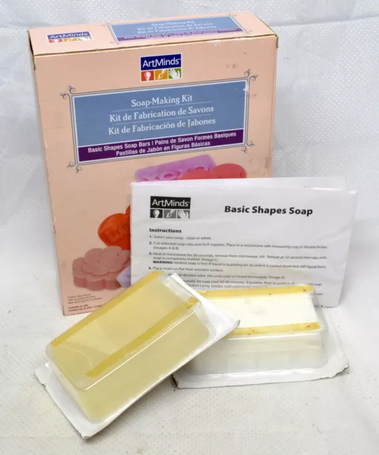 Bases de jabón ArtMinds-1# cada una de blanco y transparente con instrucciones y caja