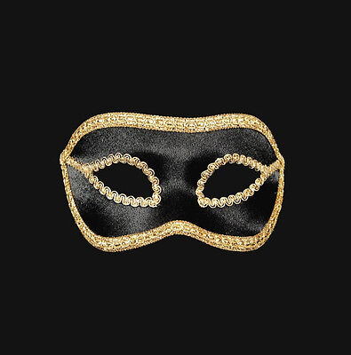 Mask from Venice Wolf Colombine Satin Veloute Black And Golden Paper Mache 464