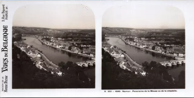 Belgique, Namur, Panorama avec la Meuse, Vintage print, ca.1920, Stéréo Tirage v