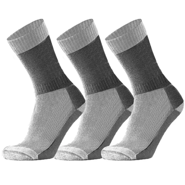 3 Pair Merino Wool Mens Thick Heavy Duty Work Hiking Boot Socks Grey Warm 6-11