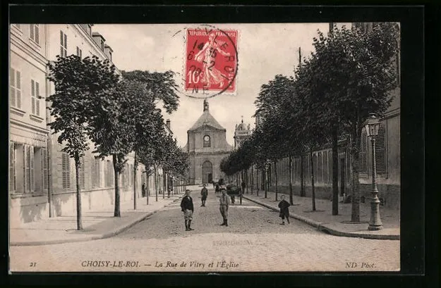 CPA Choisy-Le-Roi, La Rue de Vitry et l´Église 1909