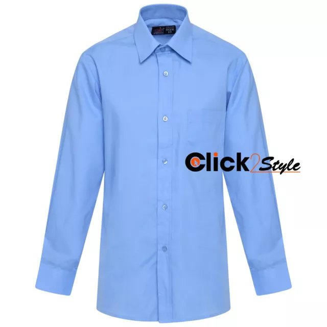 Boys Children Kids School Uniform Shirt Long Sleeve Blue Colour